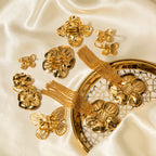 Serie Farfalla in Acciaio Inossidabile con Adornamento in Oro 18K, Placcato Oro Dubai 2023, Set di Gioielli per Donne, Collana, Orecchini e Anello