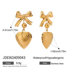 Orecchini a goccia con conchiglia placcata in oro 18k a forma di cuore d'amore, scatola per foto, acciaio inossidabile, donna, antiruggine, regalo per gala, gioielli