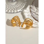 Minimalistisk 18k forgyldt fire-lags ståltrådsbøjle øreclips til kvinder Charmerende rustfrit stål anti-allergisk erklæring smykker