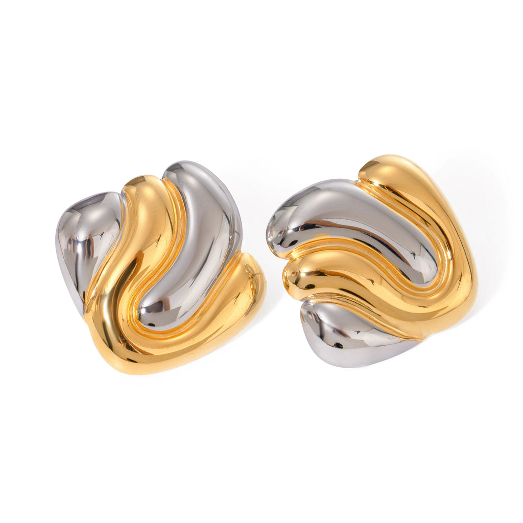 18K PVD-beschichtete Edelstahl-Ohrringe mit unregelmäßigen Erhebungen in Farbangleichung, geometrisch, wasserdicht, exquisite Schmuckgeschenke für Frauen