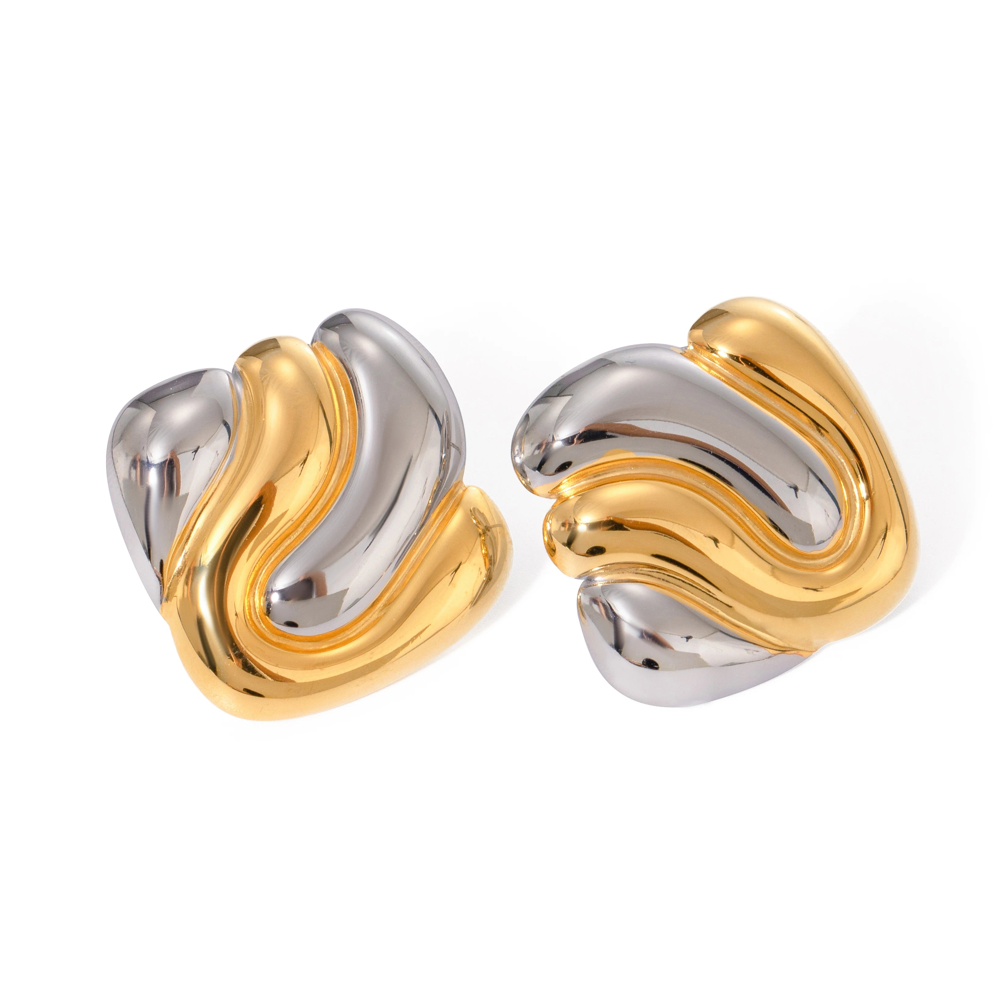 18K PVD-beschichtete Edelstahl-Ohrringe mit unregelmäßigen Erhebungen in Farbangleichung, geometrisch, wasserdicht, exquisite Schmuckgeschenke für Frauen