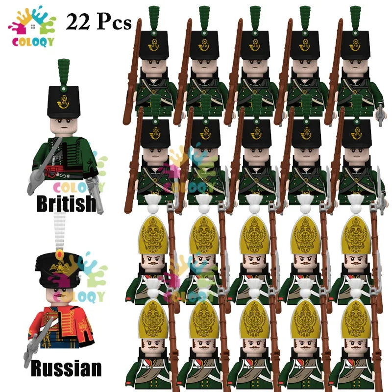 Kids Toys 22/10 Pcs Napoleonic Wars Military General Soldier Building Blocks Imperial Navy Figures Toys For Kids Birthday Gifts