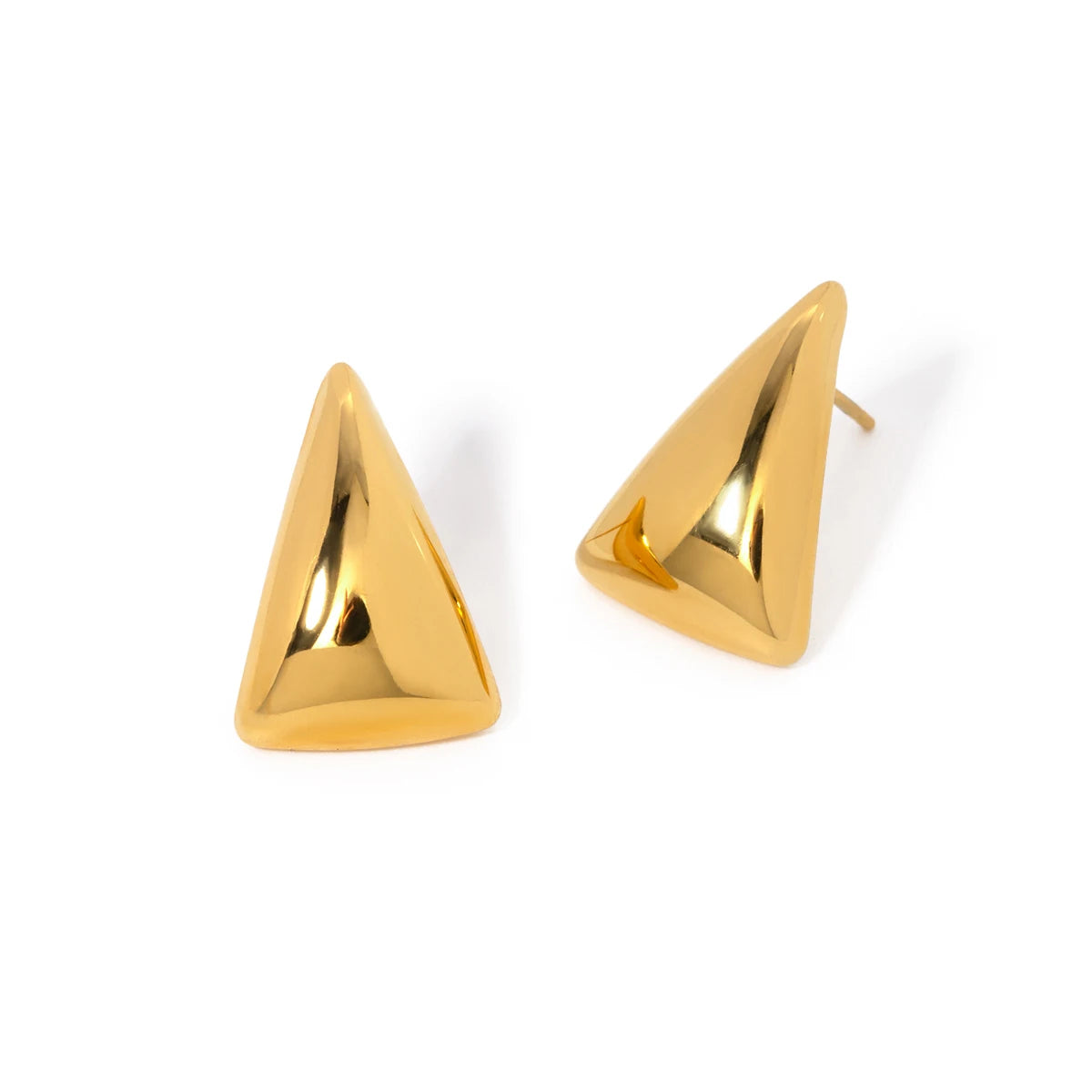Golden Fashionable Stainless Steel Metal Textured Smooth Triangle Stud Earrings For Women High-Grade Tarnish-proof Charm Jewelry