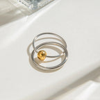Zora Minimalist 18K Gold Plated Stainless Steel Gold and Silver Color blocked Double Loop Cross Personalized Ball Ring