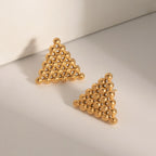 Stainless Steel 18k Gold Plated Vintage Round Beads Love Heart/Triangle/Rhombus Earrings Tarnish Free Statement Charm Jewelry