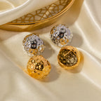 Rund form stud Hammer korn kugle øreringe 18K PVD forgyldt rustfrit stål Elegance dråbe øreringe til kvinder