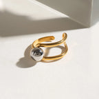Bague d'ouverture minimaliste pour femmes avec boule en acier creuse, ligne assortie de couleur, charme plaqué or 18 carats, bijou anti-allergique, cadeau de gala