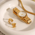 Creative 18K Goud Vergulde Roestvrijstalen Geometrische Paar Bloem Oorclip Dames Anti Allergische Sieraden Gala Geschenk