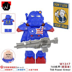 BoS Game T60 Power Armor Army Officers Soldiers Figure Machine gun Model Building Blocks Kids Toys Gifts Boys Girls Juguetes
