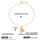 Orecchini e collana con ciondolo a cavalluccio marino e stella marina in acciaio inossidabile 18K impermeabile con strass adesivi, donna, anallergici, gioielli eleganti e affascinanti
