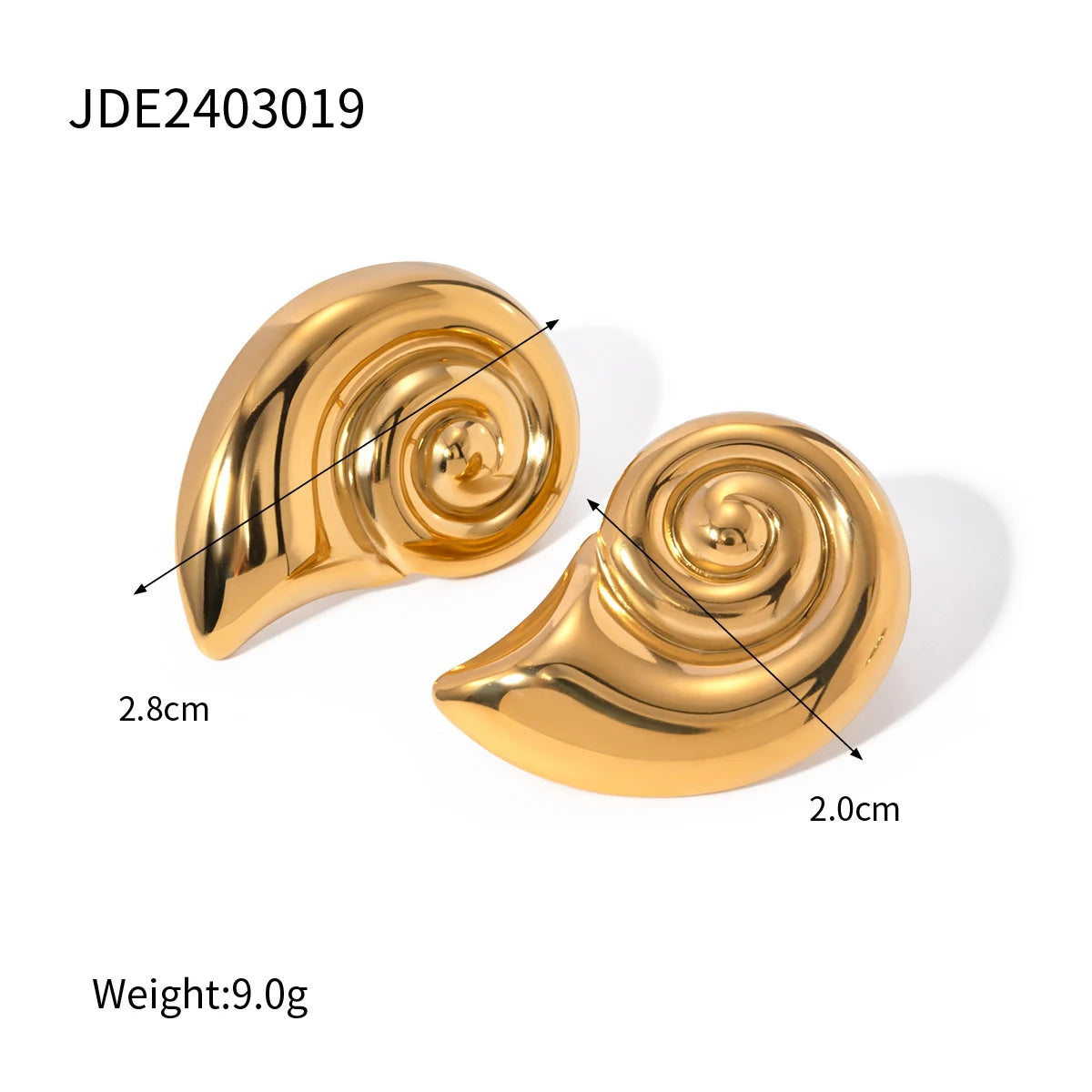 Charm Puffs Design 18K Stainless Steel Metal Rust Proof Conch Spiral Shape Earrings Waterproof Jewelry Aretes Women