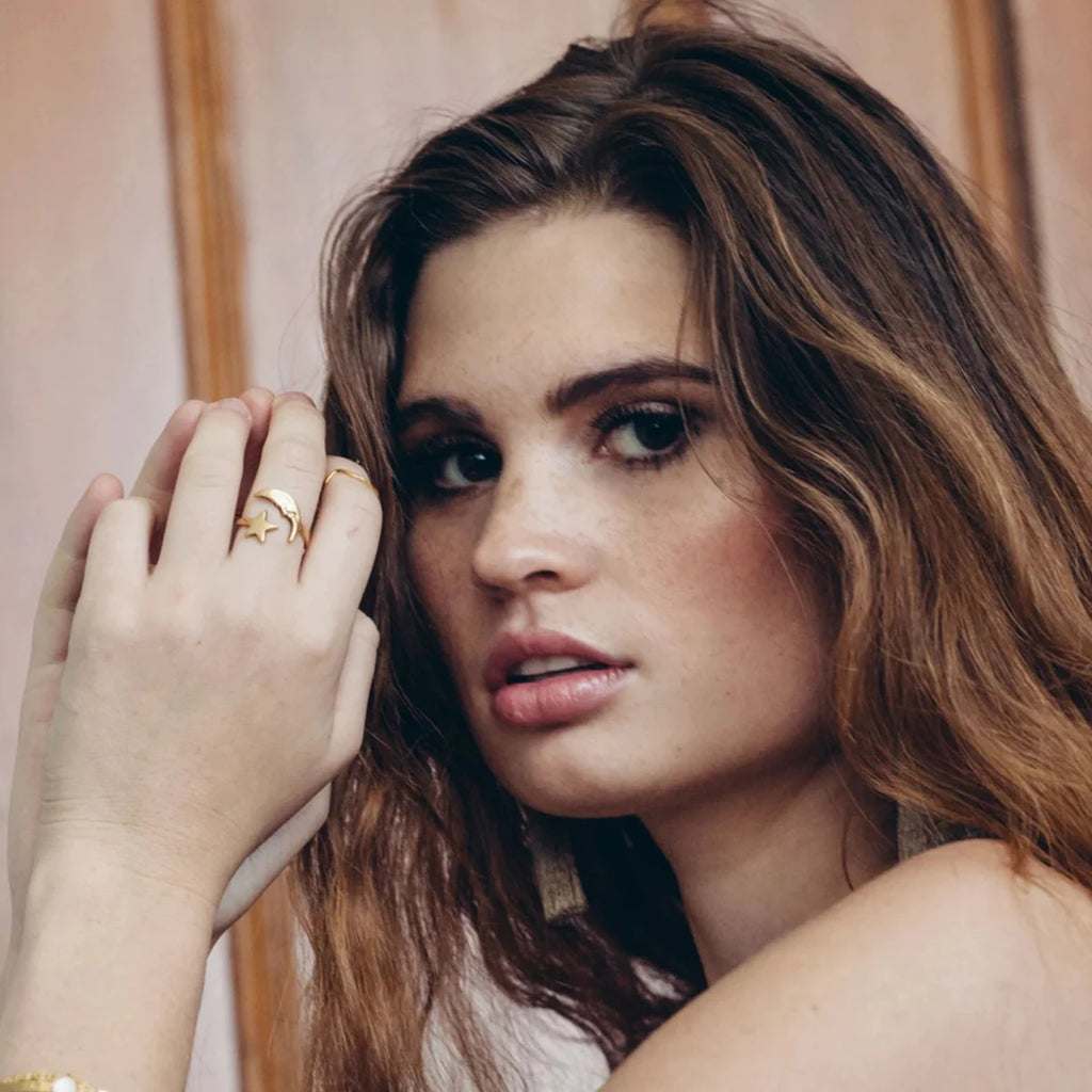 18K PVD minimalistische roestvrije roestvrijstalen ster maan ontwerp open ring dames stijlvolle dagelijkse anti allergische sieraden