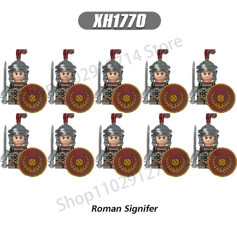10Pcs/Set Historical Medieval Sparta Heroes Crusader Roman Soldiers Building Blocks Military Action Figures Bricks Toys For Kids