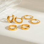 3 Pairs Per Card Stainless Steel Twisted Wrapped Earrings Ear Loops 18K PVD Plated Anti Allergic Rust Proof Jewelry - Grand Goldman
