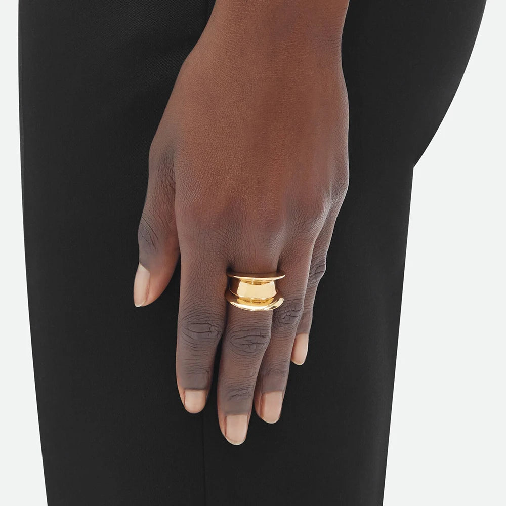 Bague proche lisse large à bosse minimaliste en acier inoxydable et or 18 carats, mode, anti-rouille, charme tendance pour femmes, cadeau élégant pour gala