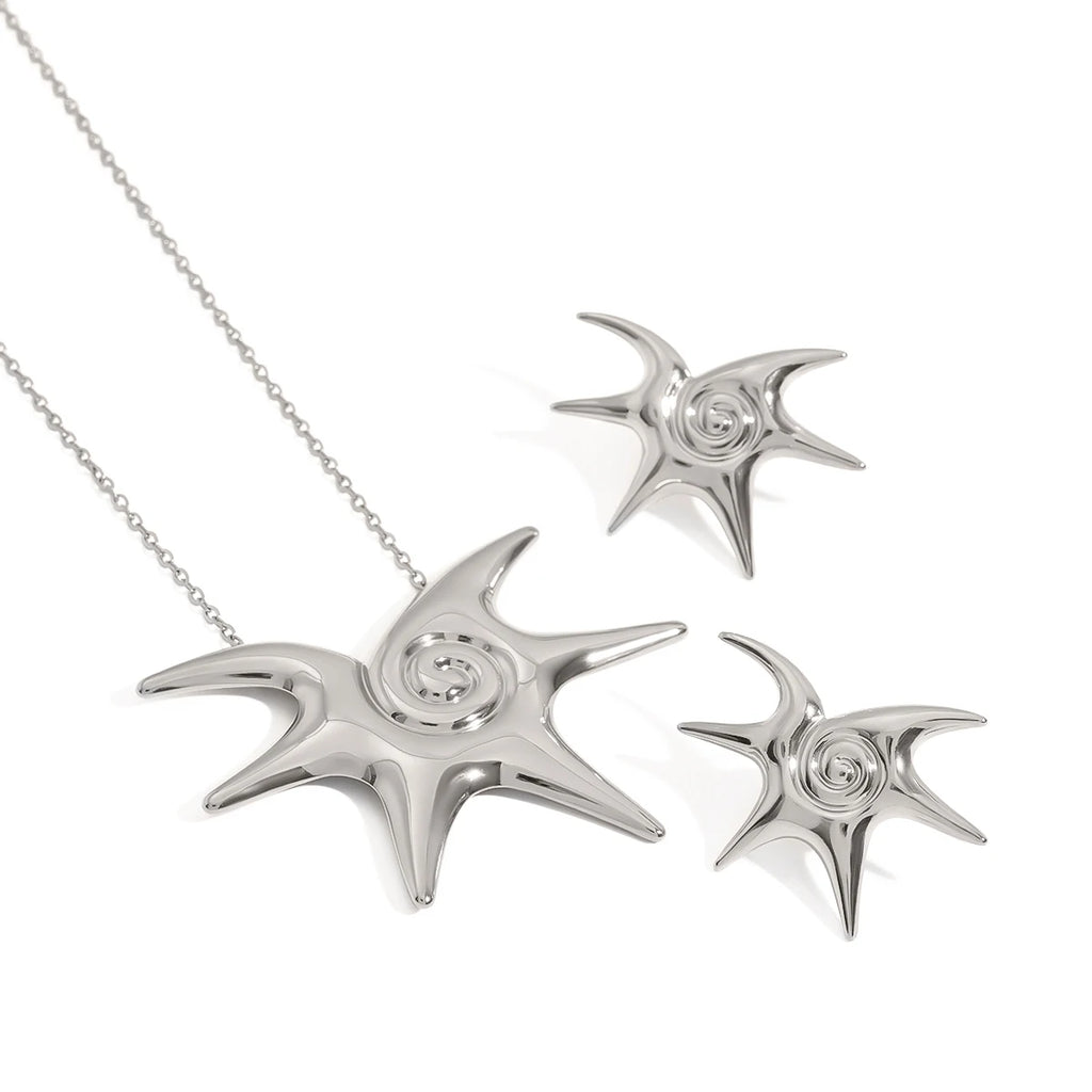 Zora Retroism 18K guldfarvebelagt rustfrit stål Halskæde med almindelig søstjerne, let luksus justerbar ring til kvinder, dagligt slid