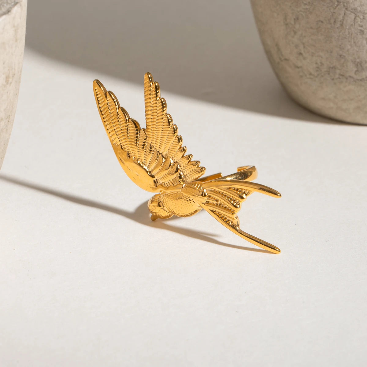 18K glad vredesduif verstelbare open ring dames trendy roestvrijstalen bedel anti allergisch roestvrij sieraden gala cadeau