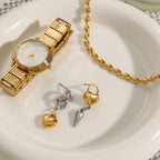 گوشواره‌های زنجیری مخروطی قفل قلب عشق از جنس استیل ضد زنگ با روکش طلای 18 عیار مینیمالیستی برای زنان، جلوگیری از حساسیت، جواهرات جذاب