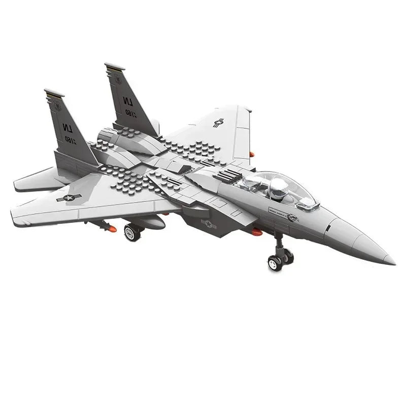 Building blocks aircraft series J-20 J-15 fighter military boys assembling toys