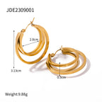18K Gold Plated Stainless Steel Tarnish-proof Architectural Style Design Double Coil Earrings For Women Minimalist Ear Jewelry