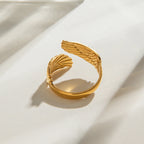 18K overdrevet Peace Dove Wings Retro Trendy Åben Ring Kvinder Trendy Rustfrit Stål Charm Anti Allergisk Smykker Gala Gave