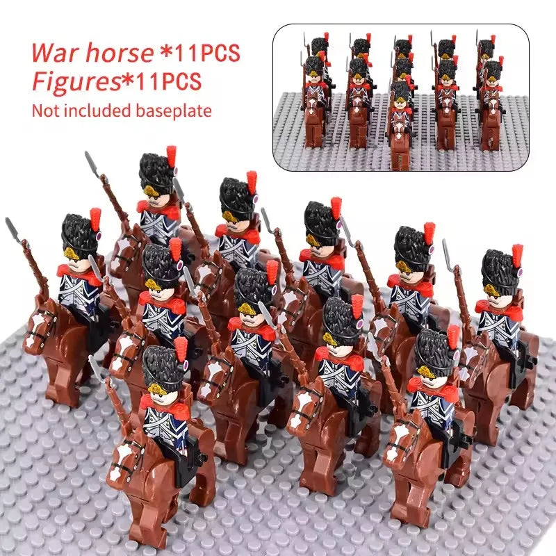 10pcs Napoleonic Wars Military Soldiers Building Blocks WW2 Mini Figures French British Fusilier Rifles Weapons Toys For Kids