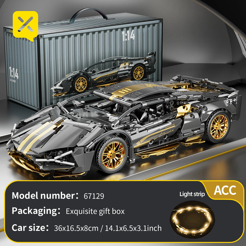 ToylinX 1:14 Supercar Building Block Toy Optional Power Group 14+ Technology Design Christmas Gift for Adults and Kids With Box
