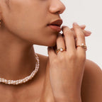 18K vergoldeter Edelstahl Muschelkorn Wellen Glatter Offener Ring Damen Charm Täglich Exquisite Anti-Allergische Schmuck Bijoux