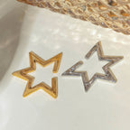 Zomer Licht Luxe 18K Goud Vergulde Roestvrijstalen Inkeping Ster Oorclip Gepolijst Metaal Statement Textuur Mode Sieraden