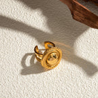 18k vergoldeter, filigraner Edelstahl-Spiral-Design-Ring, der einen offenen Ring umschließt, leicht, gemütlich, rostfrei, Bijoux Femme Gala Geschenk