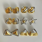 Geometri 18K forgyldt multi-form matchende farve tekstur øreringe blandet ørering Anti allergisk tofarvet statement smykker