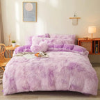 Ultra Soft Black Faux Fur 3-Piece Queen Comforter Set – Plush Fluffy Bedding with Duvet Cover and 2 Pillowcases