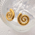 18K PVD Gold Plated Light Luxury Stainless Steel Tarnish-proof Temperament Tubular Threaded Spiral Earrings Women's Ear Jewelry