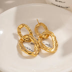 New Trendy Casting Braid Exaggerated Stainless Steel 18K Gold Plated Elliptical Charm Lady Fashion Loop Hoop Earrings - Grand Goldman