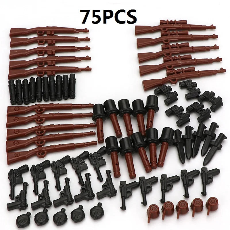 Military WW2 Weapon Guns Soldier MOC SWAT City Playmobil Mini Action Figures Army Police German 98K Parts Building Bricks Toys