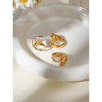 18K Gold Plated Stainless Steel Big Opening Ring Inlay Water Drop Shaped Zircon Anti Allergic Metal Statement Jewelry Women