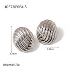 Roestvrijstalen minimalistische schelpstructuur 18K goud vergulde ovale draad oorbelclip verkleuringbestendig lichte luxe dames oorbellen
