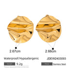 18K geometriske plisserede glatte øreringe til kvinder Rustfrit stål Metaltekstur Vandtæt charme Søde smykker Bijoux Femme