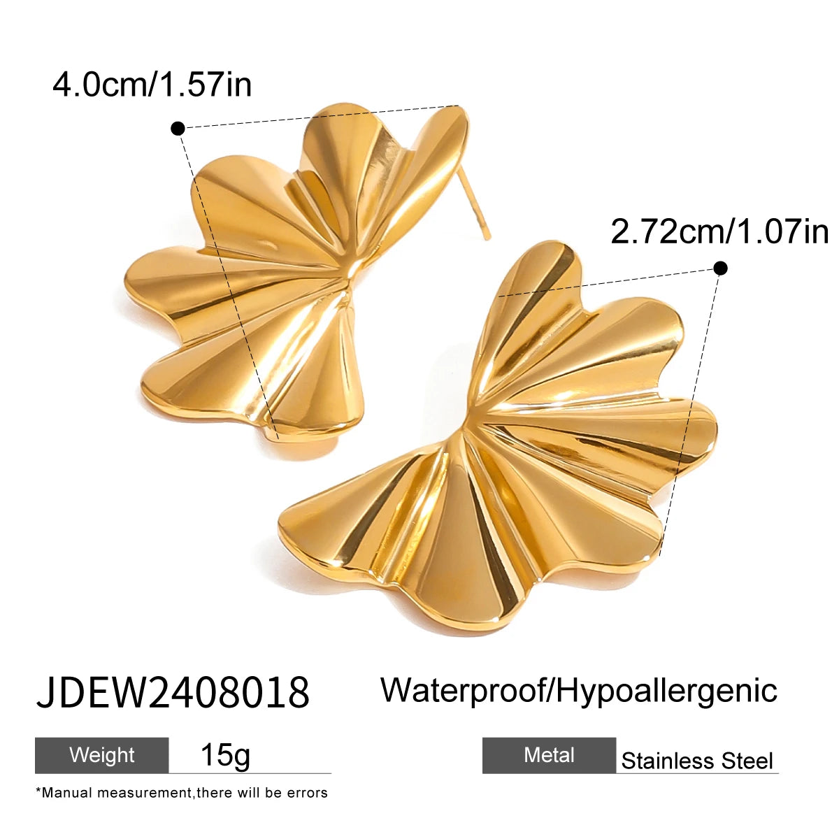 Minimalistische 18K vergoldete Edelstahl glänzende Blüten-Ohrringe für Frauen, tägliche Metallstruktur, trendiger Charme Schmuck Bijoux