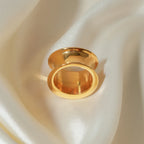 Anillo cerrado liso ancho con protuberancia minimalista de fundición de acero inoxidable y oro de 18k, a prueba de óxido, para mujer, con encanto moderno, elegante y de moda, regalo para gala