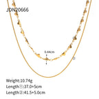 Collar de Doble Capa de Amor de Acero Inoxidable Impermeable Chapado en Oro PVD de 18K Accesorios de Moda para Mujer Joyería Regalo