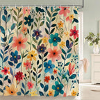 Nordic Shower Curtain Flower Plant Pattern Bathroom Curtains Bath Screen Waterproof for Home Bathroom Decor Print Shower Curtain