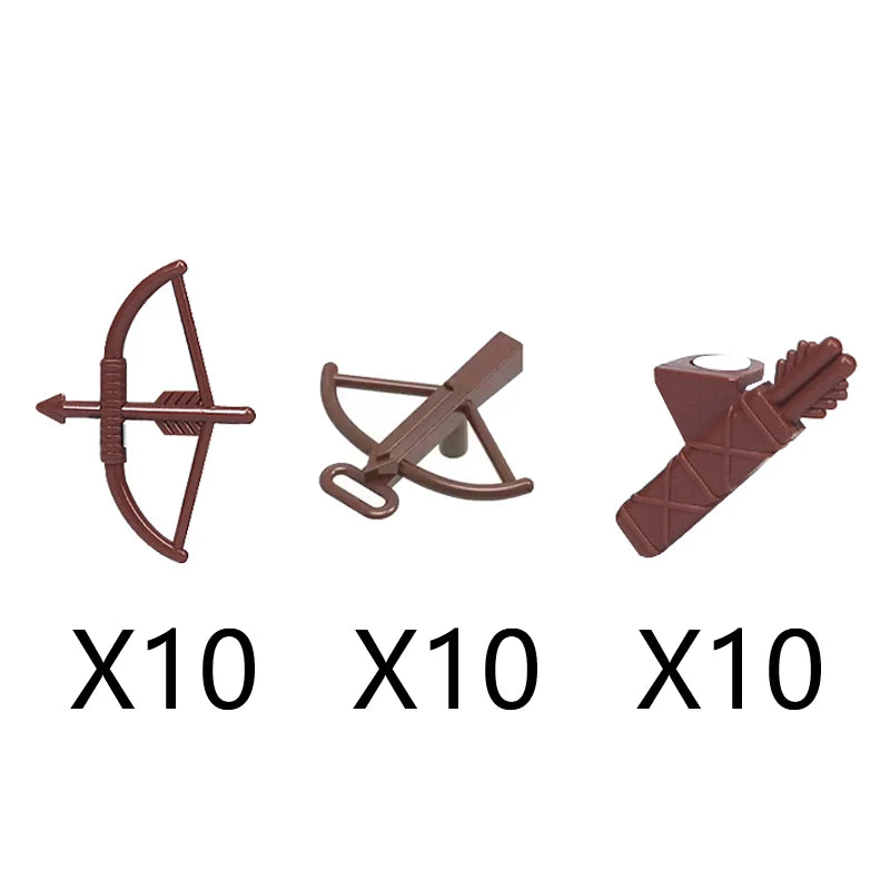 MOC Medieval Military Weapons Building Blocks Parts Castle Knights Soldier Sword Bow Crossbow Helmet Spear Model Bricks Boy Toys