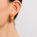 Stilfuldt unikt kærlighedshjerte hult C-formet ørering rustfrit stål 18k forgyldt kvinder anti allergisk metal karakteristiske smykker