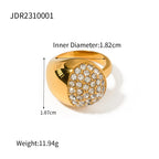 Rustfrit stål 18K forgyldt buttede vanddråbe ørestikker/ringindlæg Rhinestone Damer lette luksus øre/finger smykker