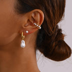 18k forgyldt rustfrit stål Elegant uregelmæssig rund imiteret perleøreklips kvinder forhindrer allergi smykker gallagave