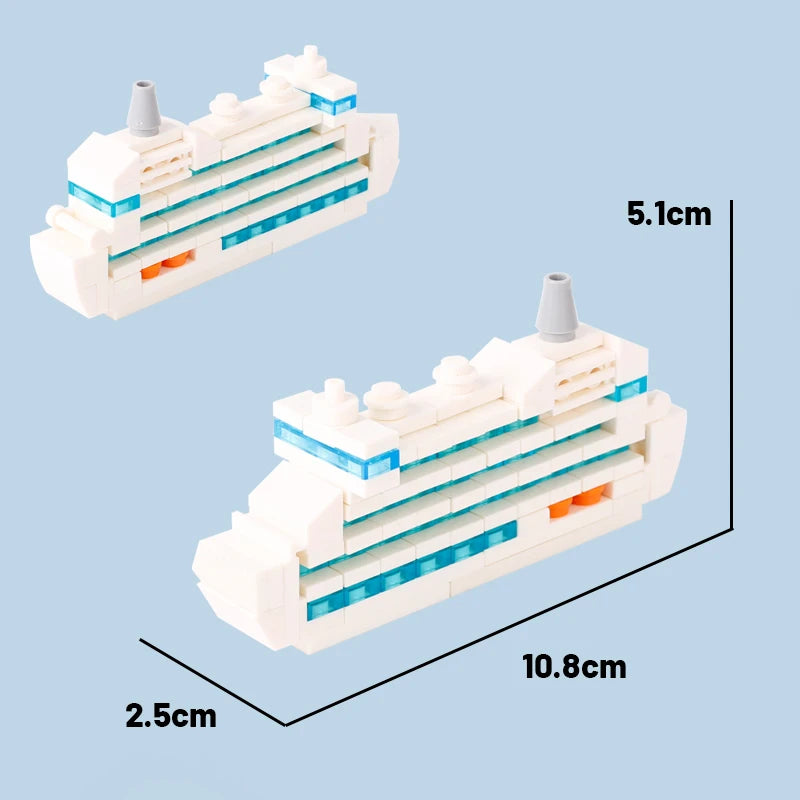 DIY Mini Model Bricks Cruise Ship Cargo Ship Submarine Building Blocks Sea Vessel Titanic Boat Scene Matching Kids Children Toys