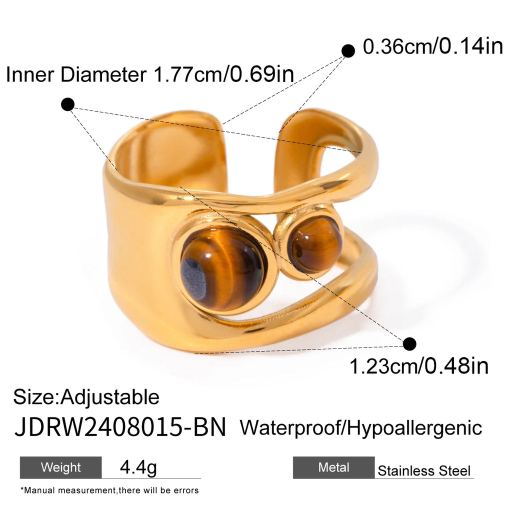 18k forgyldt rustfrit stål indlagt natursten Tigereye øreringe Halskæde serie Bijoux Femme vandtætte smykker