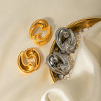 Kreativ 18K vandtæt rustfrit stål Chic modestuds geometriske øreringe Guldbelagte charme kvinder elegante smykker