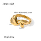Delicate 18k Gold Plated Stainless Steel Asymmetric Love Heart Shaped Open Ring Light Cozy Rust Proof Bijoux Femme Gala Gift